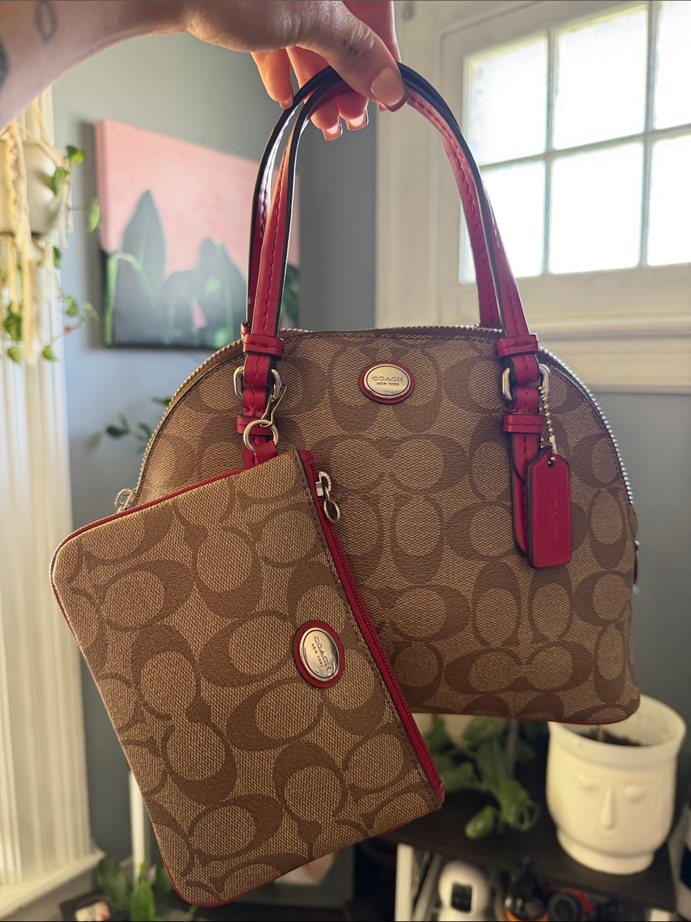 Coach Signature Peyton handbag and pouch